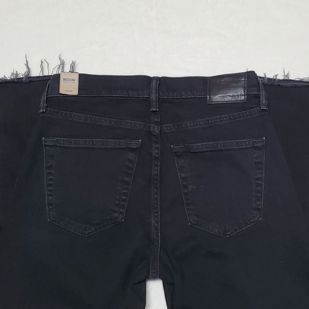 ABERCROMBIE & Fitch Rustin Athletic Slim Stretch Black Raw Cut Jeans 28 - Picture 7 of 12
